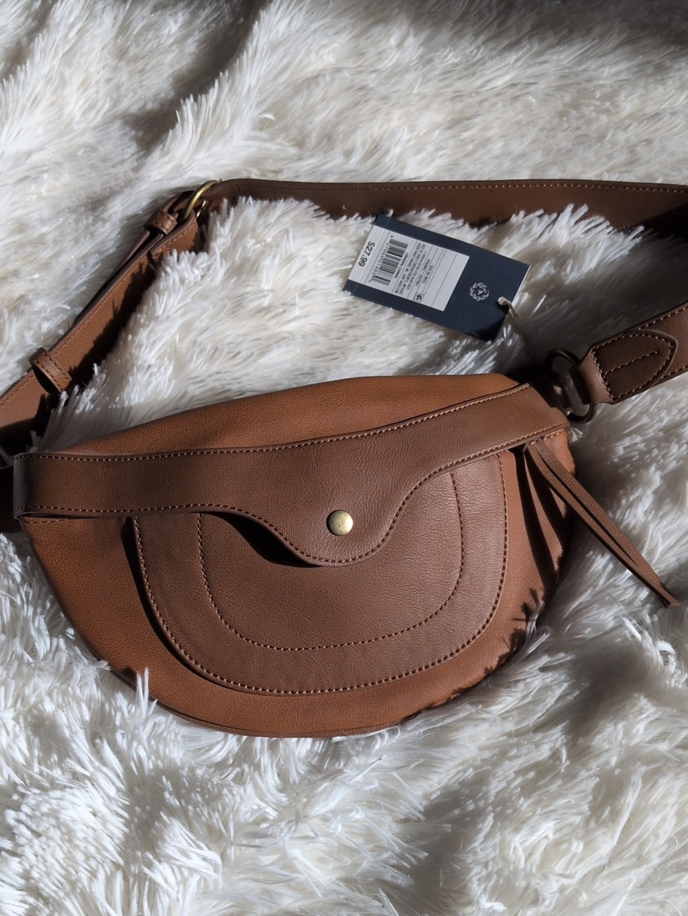 Tan Leather Belt Bag, NWT